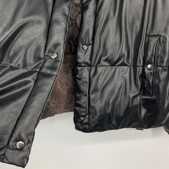 BlankNYC Puffer Jacket Reversible Black Snake Faux Leather - Picture 8 of 16